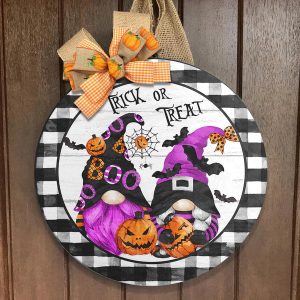 Trick Or Treat Halloween Round Wood Sign 1 1