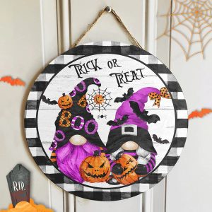 Trick Or Treat Halloween Round Wood Sign