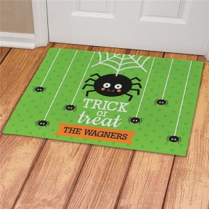 Trick Or Treat Spider Personalized Halloween Doormat Welcome Mat