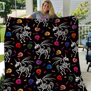 Unicorn Halloween Gift Fleece Blanket