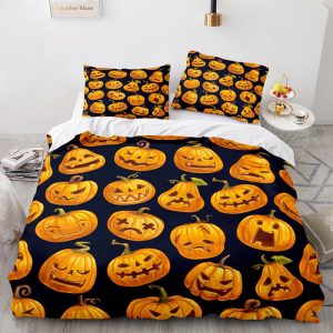 Various Facial Expressions Of Pumpkins Halloween Bedding & Pillowcase