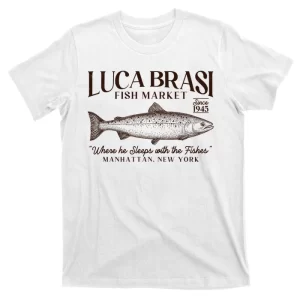 Vintage Luca Brasi Fish Market Since 1945 Where He Sleeps With The Fishes Unisex T-Shirt For Adult Kids