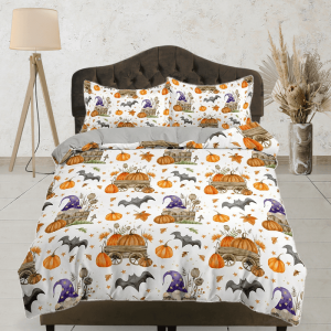 Vintage Pumpkin Bat Halloween Bedding & Pillowcase