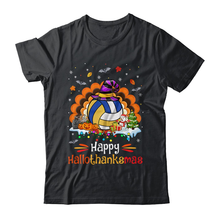 Volleyball-Halloween-Christmas-Thanksgiving-Hallothanksmas-Unisex-T-Shirt-For-Adult-Kids Volleyball Halloween Christmas Thanksgiving Hallothanksmas Unisex T-Shirt For Adult & Kids