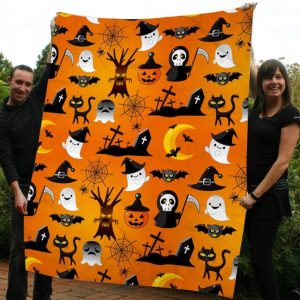 Witch Boo Tomb Halloween Gift Fleece Blanket