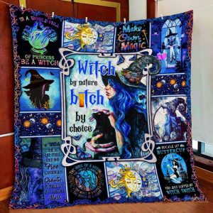 Witch By Nature Bitch By Choice Halloween Fleece Blanket