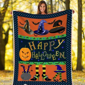 Witchcraft Happy Halloween Fleece Blanket