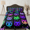 Witchy Cat 90s Neon Halloween Bedding Hippie Retro Duvet Cover Set