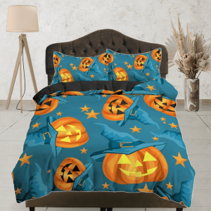 Witchy Pumpkin Halloween Full Size Bedding & Pillowcase