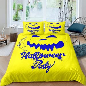 Yellow Blue Halloween Party Bedding Set Bedroom Decor