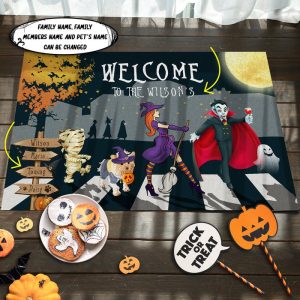 Yorkshire Terrier Family Halloween Personalized Doormat Welcome Mat