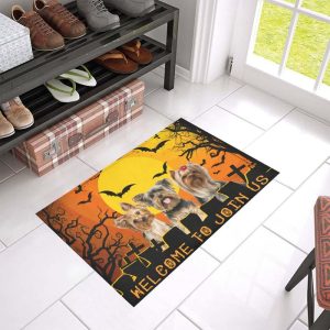 Yorkshire Terrier Halloween Doormat Welcome Mat