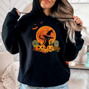 Black Cat Pumpkin Moon Halloween Costume Cat Lover Men Women Hoodie 2 3