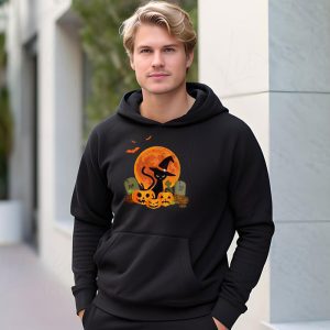 Black Cat Pumpkin Moon Halloween Costume Cat Lover Men Women Hoodie 3 3