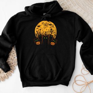 Scary Halloween Shirts Black Cat Pumpkin Moon Halloween Costume Perfect Cat Lover Hoodie