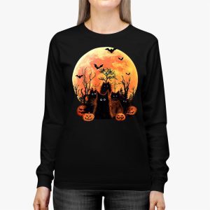 Black Cat Pumpkin Moon Halloween Costume Cat Lover Men Women Longsleeve Tee 2 1