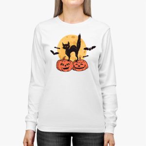 Black Cat Pumpkin Moon Halloween Costume Cat Lover Men Women Longsleeve Tee 2 2