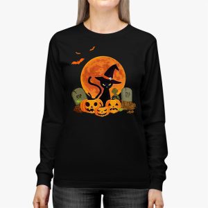 Black Cat Pumpkin Moon Halloween Costume Cat Lover Men Women Longsleeve Tee 2 3