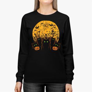 Black Cat Pumpkin Moon Halloween Costume Cat Lover Men Women Longsleeve Tee 2