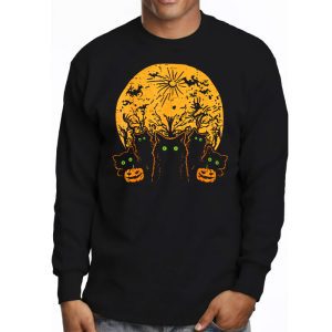 Black Cat Pumpkin Moon Halloween Costume Cat Lover Men Women Longsleeve Tee 3