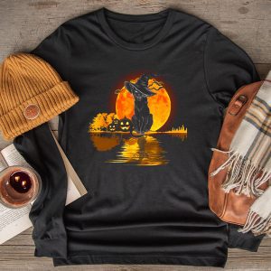 Scary Halloween Shirts Black Cat Pumpkin Moon Halloween Costume Perfect Cat Lover Longsleeve Tee