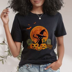 Black Cat Pumpkin Moon Halloween Costume Cat Lover Men Women T Shirt 2 3