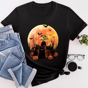 Scary Halloween Shirts Black Cat Pumpkin Moon Halloween Costume Perfect Cat Lover T-Shirt