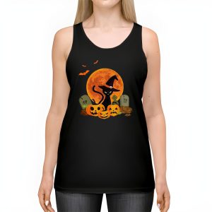 Black Cat Pumpkin Moon Halloween Costume Cat Lover Men Women Tank Top 2 3