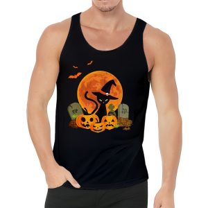 Black Cat Pumpkin Moon Halloween Costume Cat Lover Men Women Tank Top 3 3