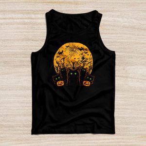 Black Cat Pumpkin Moon Halloween Costume Cat Lover Men Women Tank Top