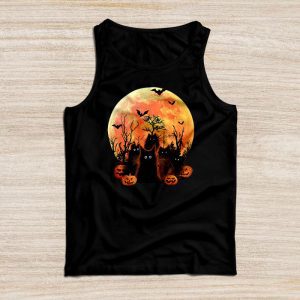 Black Cat Pumpkin Moon Halloween Costume Cat Lover Men Women Tank Top