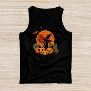 Black Cat Pumpkin Moon Halloween Costume Cat Lover Men Women Tank Top