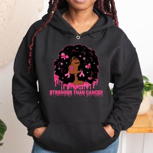 Black Women Melanin Queen Stronger Than Breast Cancer Fight Hoodie 1 2