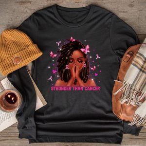 Black Women Melanin Queen Stronger Than Breast Cancer Fight Longsleeve Tee 2