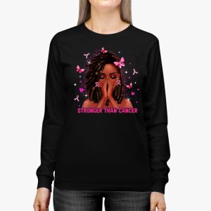 Black Women Melanin Queen Stronger Than Breast Cancer Fight Longsleeve Tee 3