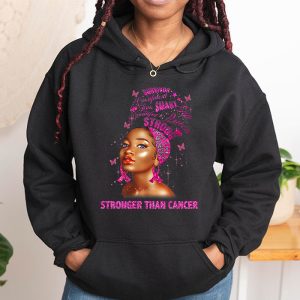 Black Women Queen Stronger Than Breast Cancer Pink Ribbon Hoodie 1 3