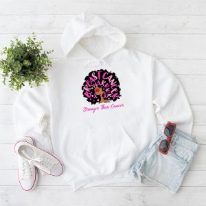 Black Women Queen Stronger Than Breast Cancer Pink Ribbon Hoodie 1