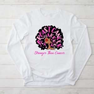 Black Women Queen Stronger Than Breast Cancer Pink Ribbon Longsleeve Tee 2