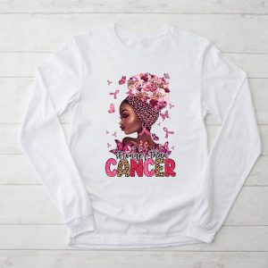 Black Women Queen Stronger Than Breast Cancer Pink Ribbon Longsleeve Tee 2 4