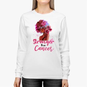 Black Women Queen Stronger Than Breast Cancer Pink Ribbon Longsleeve Tee 3 1