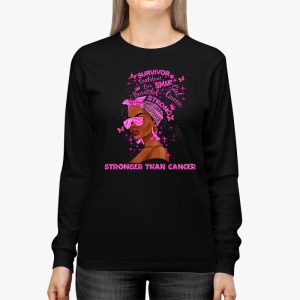 Black Women Queen Stronger Than Breast Cancer Pink Ribbon Longsleeve Tee 3 2