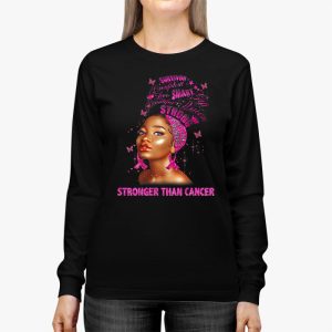 Black Women Queen Stronger Than Breast Cancer Pink Ribbon Longsleeve Tee 3 3