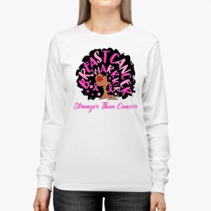 Black Women Queen Stronger Than Breast Cancer Pink Ribbon Longsleeve Tee 3