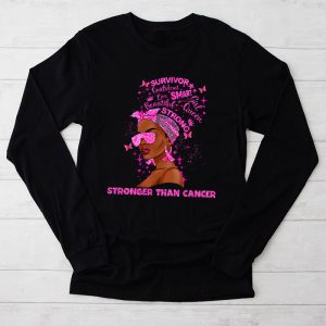 Breast Cancer Warrior Shirt Black Women Stronger Than Breast Cancer Special Longsleeve Tee