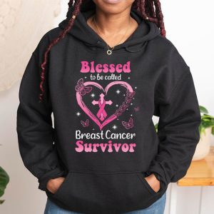 Blessed To Be Called Breast Cancer Survivor Pink Butterfly Hoodie 1 1