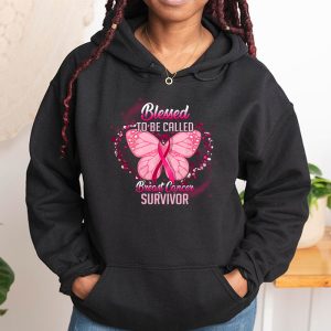 Blessed To Be Called Breast Cancer Survivor Pink Butterfly Hoodie 1 2