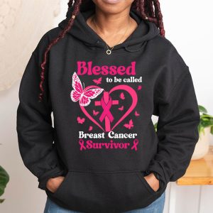 Blessed To Be Called Breast Cancer Survivor Pink Butterfly Hoodie 1