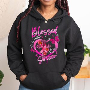 Blessed To Be Called Breast Cancer Survivor Pink Butterfly Hoodie 1 4