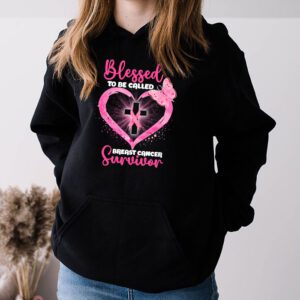 Blessed To Be Called Breast Cancer Survivor Pink Butterfly Hoodie 3 7