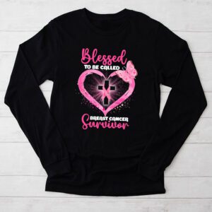 Blessed To Be Called Breast Cancer Survivor Pink Butterfly Longsleeve Tee